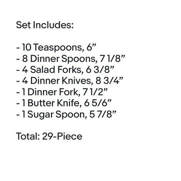 Leonard Silver EXETER, 29-Piece Stainless Glossy Flatware Set, Scroll Edge Korea - Picture 2 of 6